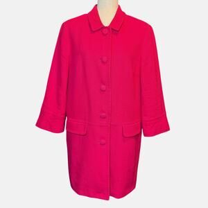 Talbots Hot Pink Tailored Barbiecore Classic Mid Length Pea Coat Womens Size 16
